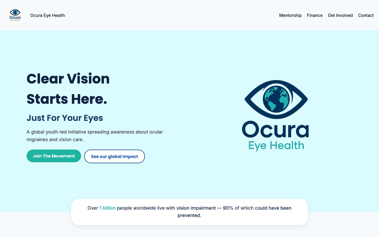 Ocura's old site: generic template hero with an oversized logo